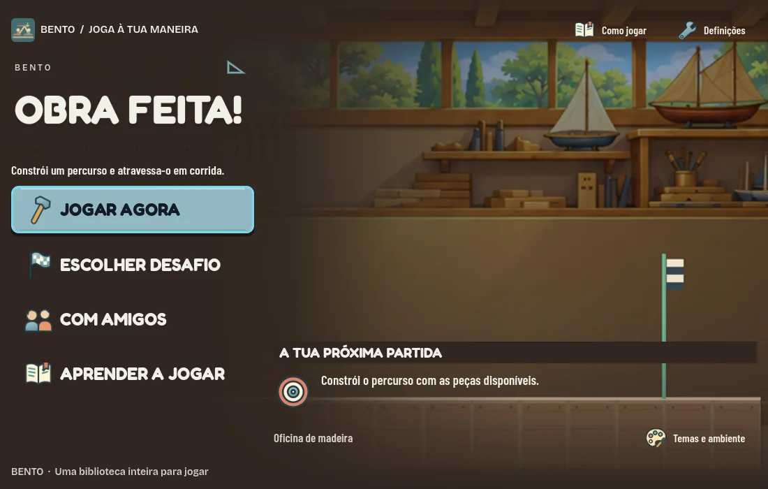 Ecrã inicial de Bento OBRA FEITA!